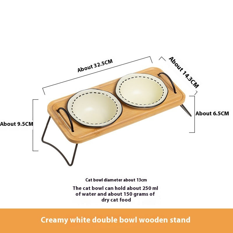 Elevate Your Pet's Dining Experience with Our Wooden Stand Ceramic Feeding Bowl