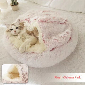 Pet 2 In 1 Winter Plush Round Bed