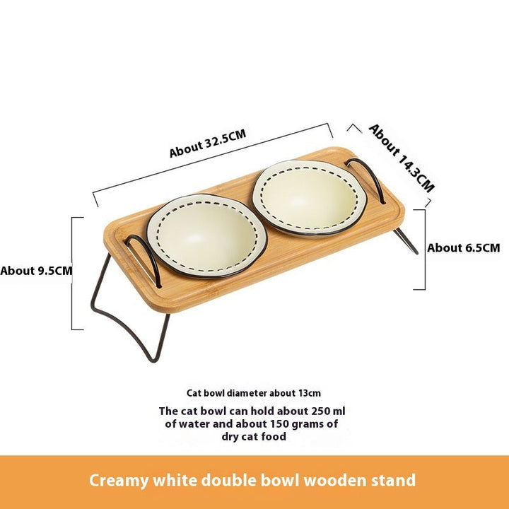 Elevate Your Pet's Dining Experience with Our Wooden Stand Ceramic Feeding Bowl